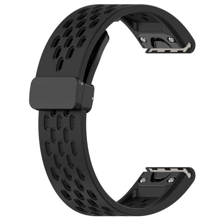Compatible with Garmin Epix Pro 42mm 20mm Holes Magnetic Folding Buckle Silicone Watch Band(Black) - free shipping - PMC TechLife - Order now!