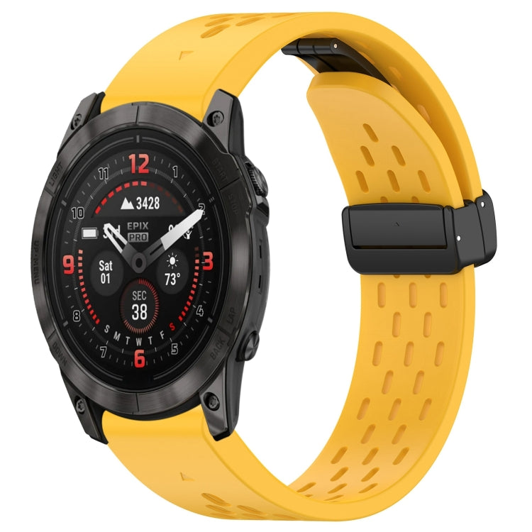 Compatible with Garmin Epix Pro 51mm Holes Magnetic Folding Buckle Silicone Watch Band(Yellow) - free shipping - PMC TechLife - Order now!