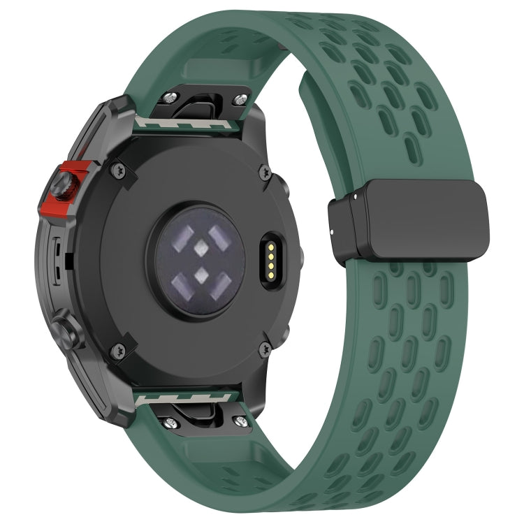 Compatible with Garmin Epix Pro 47mm 22mm Holes Magnetic Folding Buckle Silicone Watch Band(Dark Green) - free shipping - PMC TechLife - Order now!