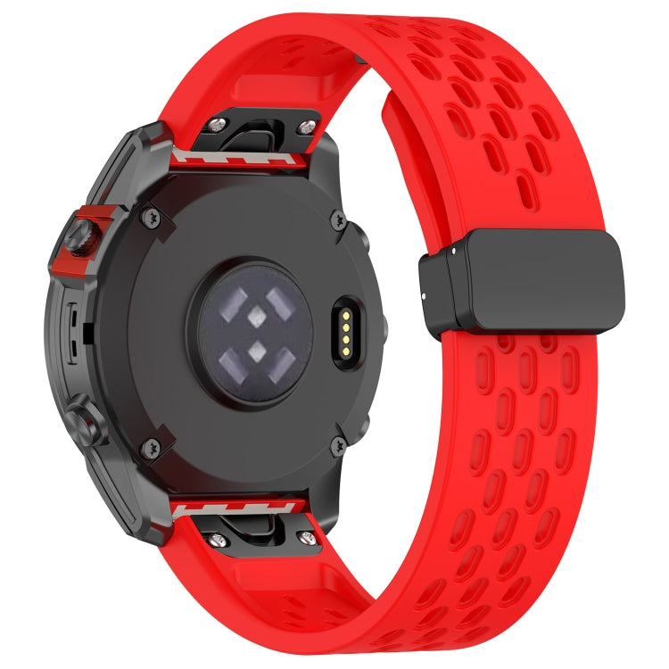 Compatible with Garmin Epix Gen2 / Epix Pro Gen2 47mm Holes Magnetic Folding Buckle Silicone Watch Band(Red) - free shipping - PMC TechLife - Order now!