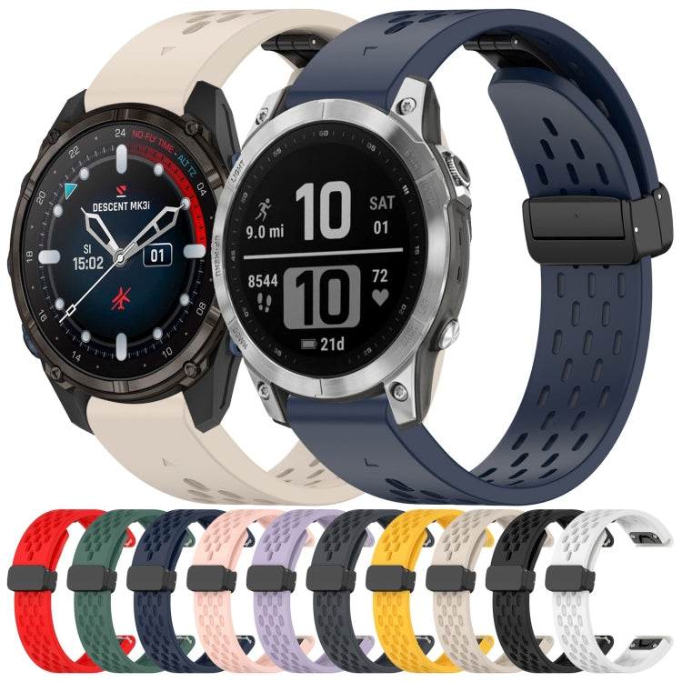 Compatible with Garmin Descent G1 22mm Holes Magnetic Folding Buckle Silicone Watch Band(Dark Green) - free shipping - PMC TechLife - Order now!