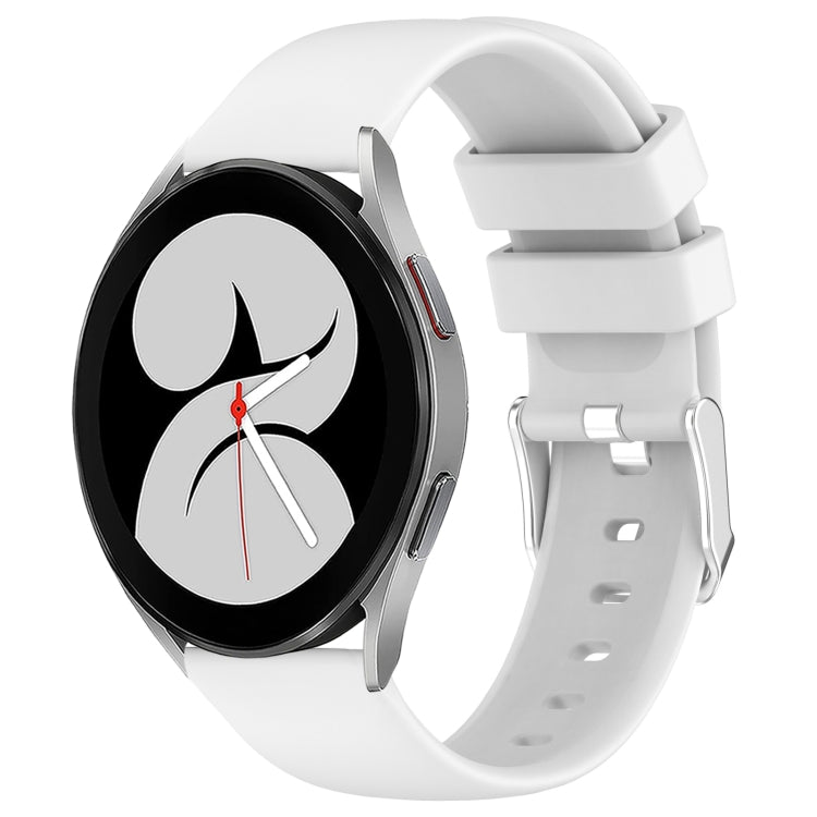 For Samsung Galaxy Watch 4 40mm 20mm Smooth Solid Color Silicone Watch Band(White) - Watch Bands by PMC TechLife | Online Shopping South Africa | PMC TechLife | Buy Now Pay Later Mobicred
