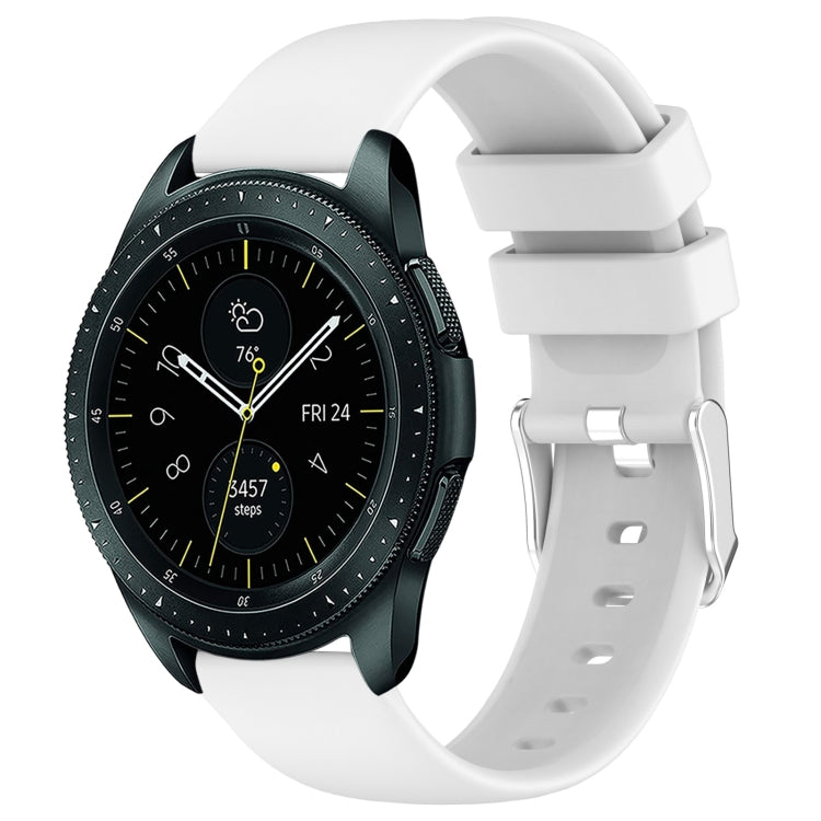 For Samsung Galaxy Watch 42mm 20mm Smooth Solid Color Silicone Watch Band(White) - Watch Bands by PMC TechLife | Online Shopping South Africa | PMC TechLife | Buy Now Pay Later Mobicred
