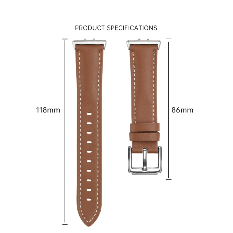 For Samsung Galaxy Watch Fit 3 Leather Sewing Thread Pin Buckle Watch Band(Beige) - Watch Bands by PMC TechLife | Online Shopping South Africa | PMC TechLife