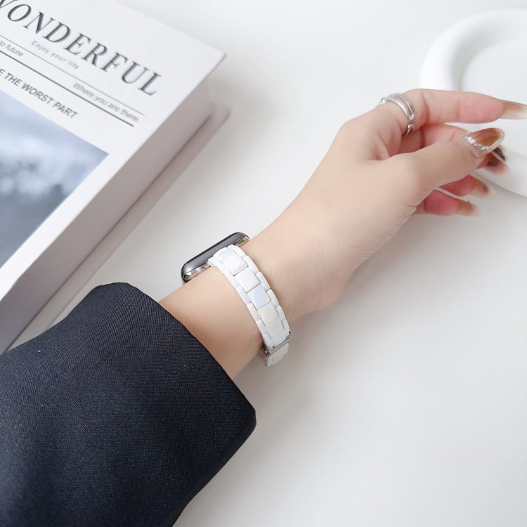 For Apple Watch Series 9 41mm Laser PC Colorful 12mm Slim Watch Band(White) - Watch Bands by PMC TechLife | Online Shopping South Africa | PMC TechLife