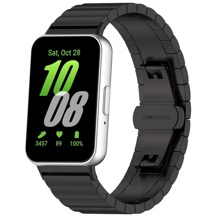 For Samsung Galaxy Fit 3 SM-R390 One Bead Stainless Steel Metal Watch Band(Black) - Watch Bands by PMC TechLife | Online Shopping South Africa | PMC TechLife | Buy Now Pay Later Mobicred