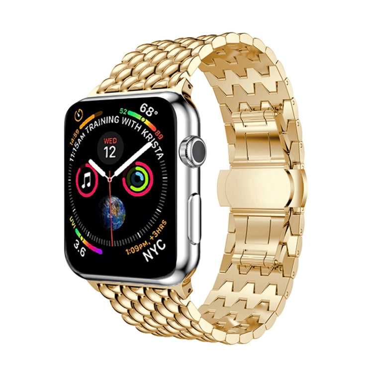 Dragon Grain Solid Stainless Steel Wrist Strap Watch Band for Apple Watch Series 3 & 2 & 1 38mm(Gold) - Watch Bands by PMC TechLife | Online Shopping South Africa | PMC TechLife | Buy Now Pay Later Mobicred