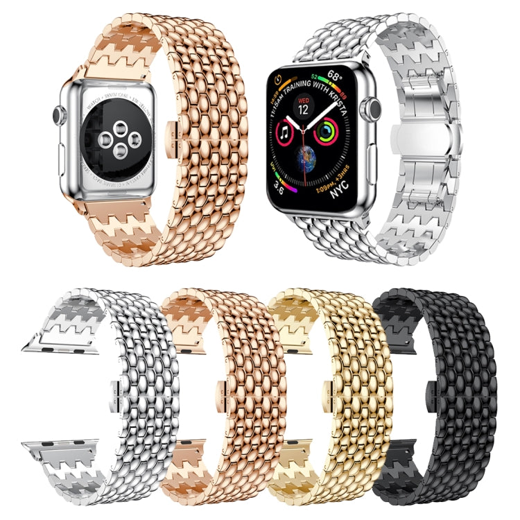 Dragon Grain Solid Stainless Steel Wrist Strap Watch Band for Apple Watch Series 3 & 2 & 1 38mm(Gold) - Watch Bands by PMC TechLife | Online Shopping South Africa | PMC TechLife | Buy Now Pay Later Mobicred