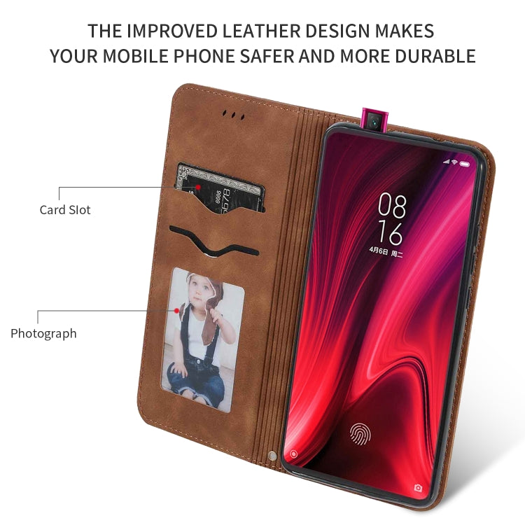 Retro Skin Feel Business Magnetic Horizontal Flip Leather Case for Xiaomi Mi 9T  / Mi 9T Pro / Redmi K20  /  K20 Pro(Brown) - Xiaomi Cases by PMC TechLife | Online Shopping South Africa | PMC TechLife | Buy Now Pay Later Mobicred