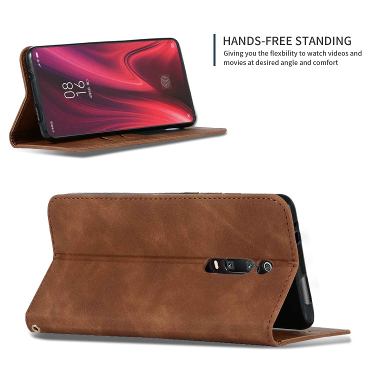 Retro Skin Feel Business Magnetic Horizontal Flip Leather Case for Xiaomi Mi 9T  / Mi 9T Pro / Redmi K20  /  K20 Pro(Brown) - Xiaomi Cases by PMC TechLife | Online Shopping South Africa | PMC TechLife | Buy Now Pay Later Mobicred