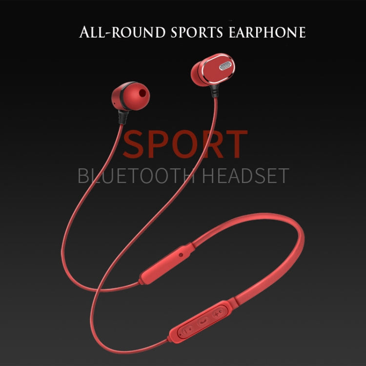 DM-22 Magnetic Bluetooth Earphone DM-22 Neckband Sport headset with Mic Wireless Handsfree Earphoness(Red) - Neck-mounted Earphone by PMC TechLife | Online Shopping South Africa | PMC TechLife