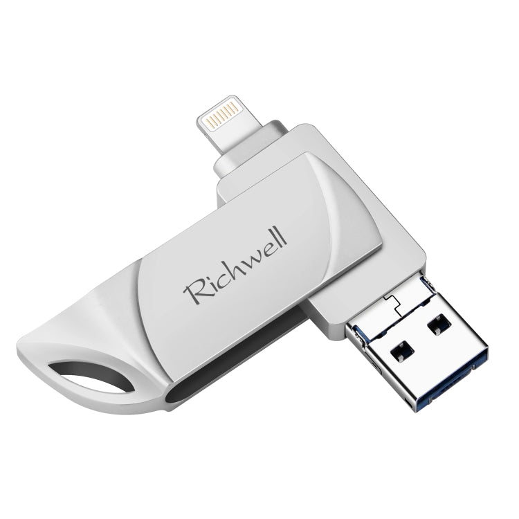 Richwell  DXZ64 USB Flash  Disk 64G 3 in 1  Micro USB + 8 Pin + USB 3.0 Compatible IPhone & IOS(Silver) - free shipping - PMC TechLife - Order now!