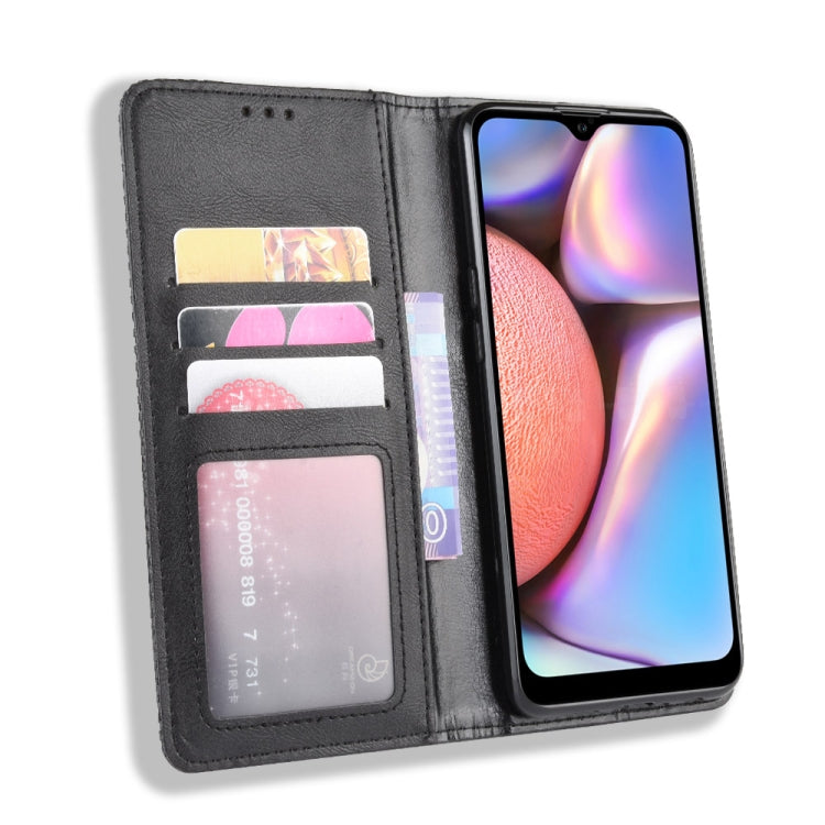For Galaxy A10s Magnetic Buckle Retro Crazy Horse Texture Horizontal Flip Leather Case with Holder & Card Slots & Photo Frame(Black) - free shipping - PMC TechLife - Order now!