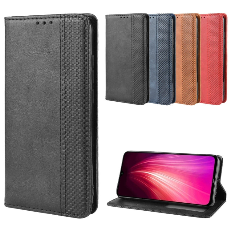 For Xiaomi Redmi Note 8 Magnetic Buckle Retro Crazy Horse Texture Horizontal Flip Leather Case  , with Holder & Card Slots & Photo Frame(Black) - Xiaomi Cases by PMC TechLife | Online Shopping South Africa | PMC TechLife