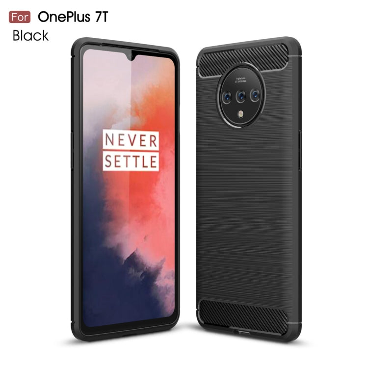For Oneplus 7T Brushed Texture Carbon Fiber TPU Case(Black) - OnePlus Cases by PMC TechLife | Online Shopping South Africa | PMC TechLife | Buy Now Pay Later Mobicred