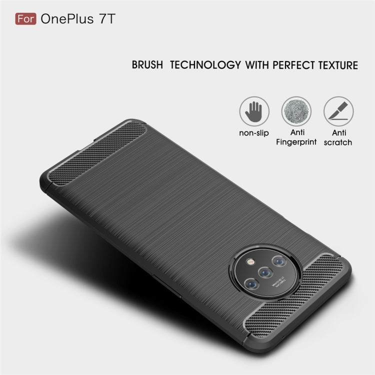 For Oneplus 7T Brushed Texture Carbon Fiber TPU Case(Black) - OnePlus Cases by PMC TechLife | Online Shopping South Africa | PMC TechLife | Buy Now Pay Later Mobicred