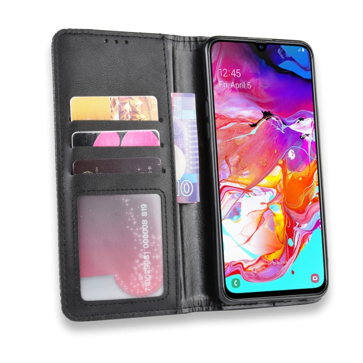 For Galaxy A20s  Magnetic Buckle Retro Crazy Horse Texture Horizontal Flip Leather Case  , with Holder & Card Slots & Photo Frame(Black) - Galaxy Phone Cases by PMC TechLife | Online Shopping South Africa | PMC TechLife