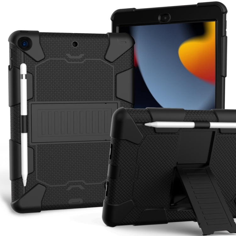 For iPad 10.2 Shockproof Two-Color Silicone Protection Case with Holder & Pen Slot(Black) - free shipping - PMC TechLife - Order now!