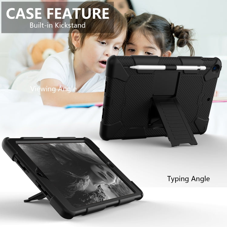 For iPad 10.2 Shockproof Two-Color Silicone Protection Case with Holder & Pen Slot(Black) - free shipping - PMC TechLife - Order now!