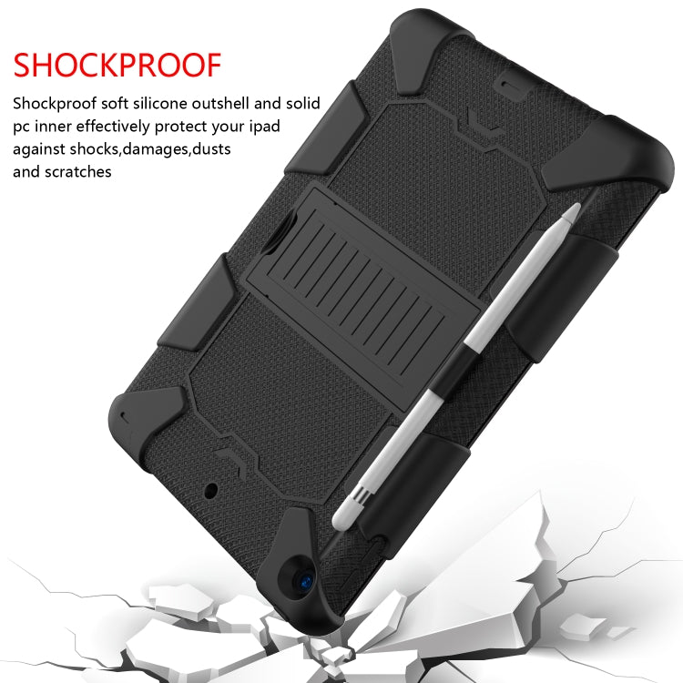 For iPad 10.2 Shockproof Two-Color Silicone Protection Case with Holder & Pen Slot(Black) - free shipping - PMC TechLife - Order now!