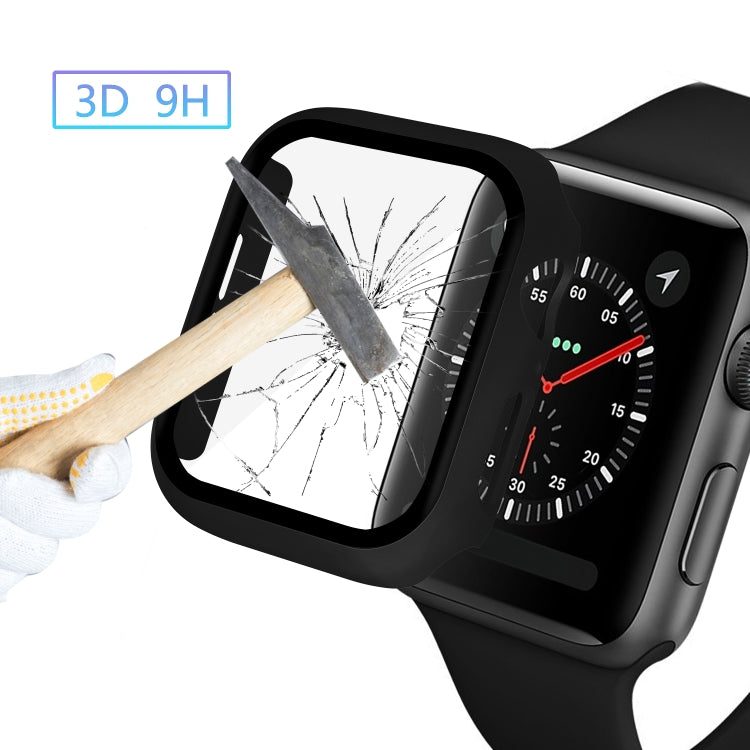 ENKAY Hat-prince Full Coverage PC Case + Tempered Glass Protector for Apple Watch Series 5 / 4 44mm(Black) - Watch Cases by ENKAY | Online Shopping South Africa | PMC TechLife | Buy Now Pay Later Mobicred
