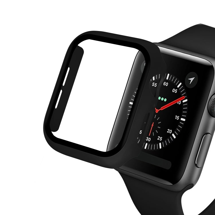 ENKAY Hat-prince Full Coverage PC Case + Tempered Glass Protector for Apple Watch Series 5 / 4 44mm(Black) - Watch Cases by ENKAY | Online Shopping South Africa | PMC TechLife | Buy Now Pay Later Mobicred