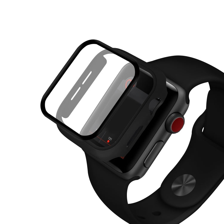ENKAY Hat-prince Full Coverage PC Case + Tempered Glass Protector for Apple Watch Series 5 / 4 44mm(Black) - Watch Cases by ENKAY | Online Shopping South Africa | PMC TechLife | Buy Now Pay Later Mobicred