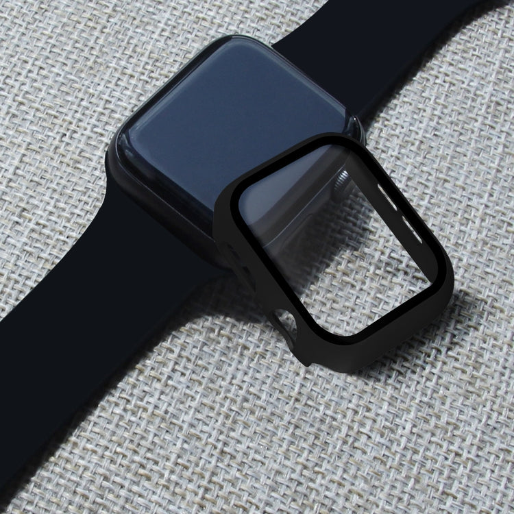 ENKAY Hat-prince Full Coverage PC Case + Tempered Glass Protector for Apple Watch Series 5 / 4 44mm(Black) - Watch Cases by ENKAY | Online Shopping South Africa | PMC TechLife | Buy Now Pay Later Mobicred