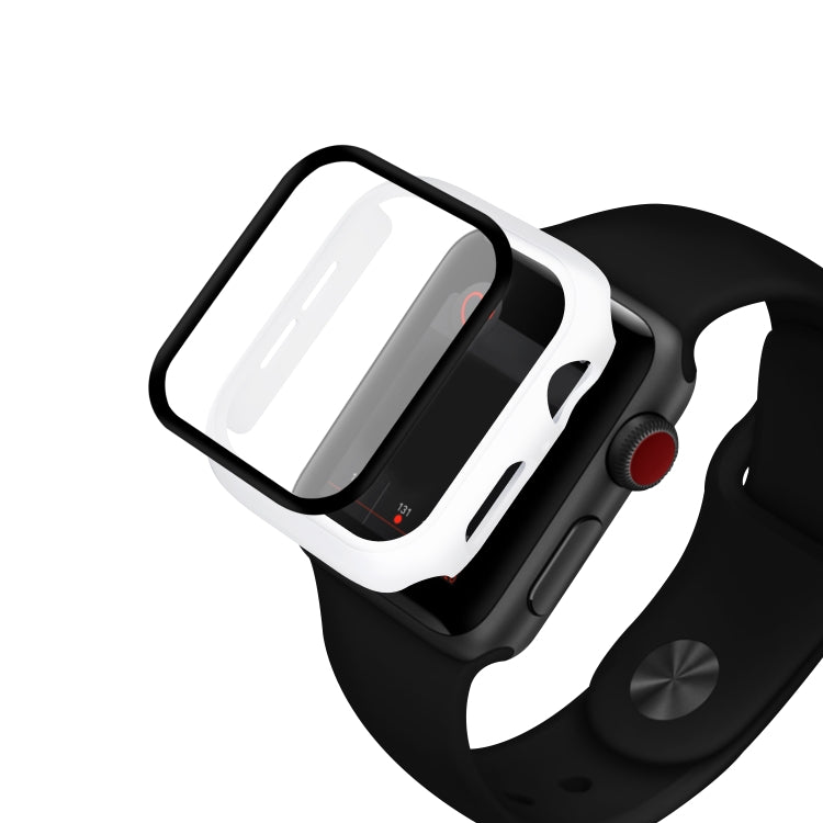 ENKAY Hat-prince Full Coverage PC Case + Tempered Glass Protector for Apple Watch Series 5 / 4 44mm(White) - Watch Cases by ENKAY | Online Shopping South Africa | PMC TechLife | Buy Now Pay Later Mobicred