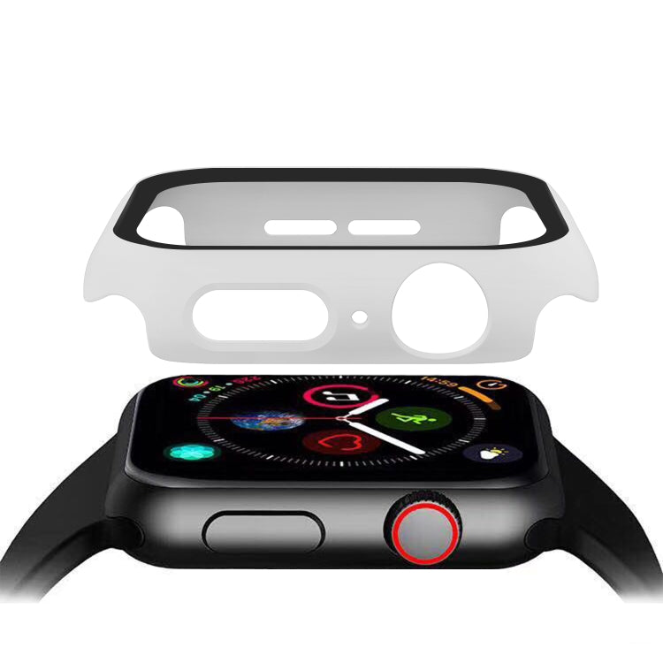 ENKAY Hat-prince Full Coverage PC Case + Tempered Glass Protector for Apple Watch Series 5 / 4 40mm(White) - Watch Cases by ENKAY | Online Shopping South Africa | PMC TechLife | Buy Now Pay Later Mobicred