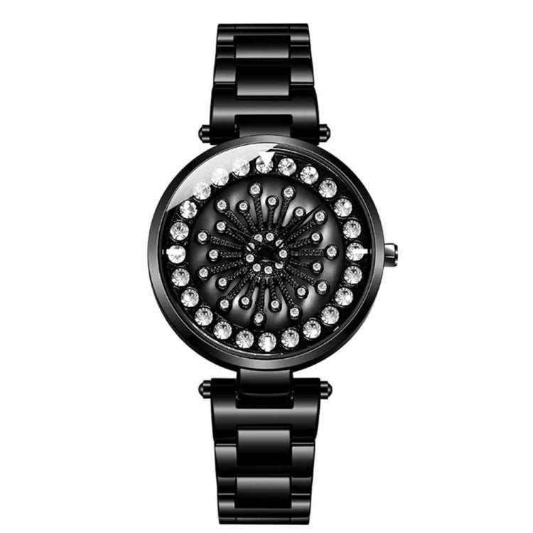SANDA 1017 Lady Watch All Over The Sky Star 360 Degree Rotating Watch Diamond Steel Band Women Watch(Black) - Alloy Watches by SANDA | Online Shopping South Africa | PMC TechLife | Buy Now Pay Later Mobicred