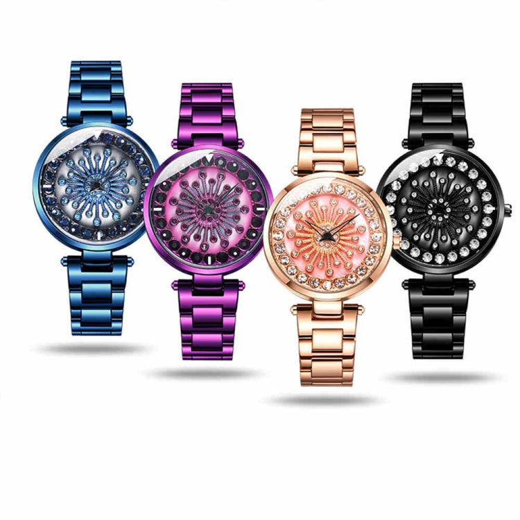 SANDA 1017 Lady Watch All Over The Sky Star 360 Degree Rotating Watch Diamond Steel Band Women Watch(Black) - Alloy Watches by SANDA | Online Shopping South Africa | PMC TechLife | Buy Now Pay Later Mobicred