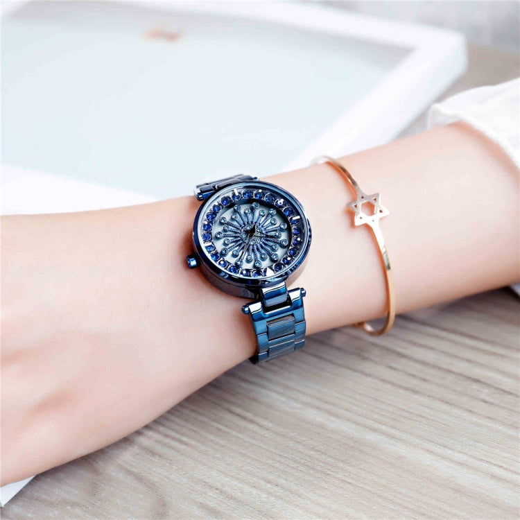 SANDA 1017 Lady Watch All Over The Sky Star 360 Degree Rotating Watch Diamond Steel Band Women Watch(Black) - Alloy Watches by SANDA | Online Shopping South Africa | PMC TechLife | Buy Now Pay Later Mobicred