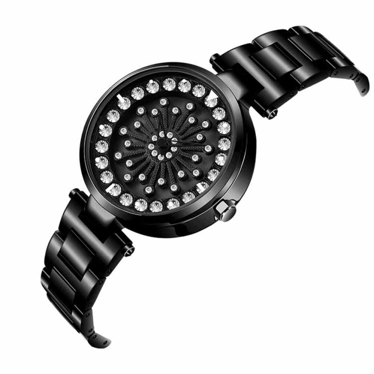 SANDA 1017 Lady Watch All Over The Sky Star 360 Degree Rotating Watch Diamond Steel Band Women Watch(Black) - Alloy Watches by SANDA | Online Shopping South Africa | PMC TechLife | Buy Now Pay Later Mobicred