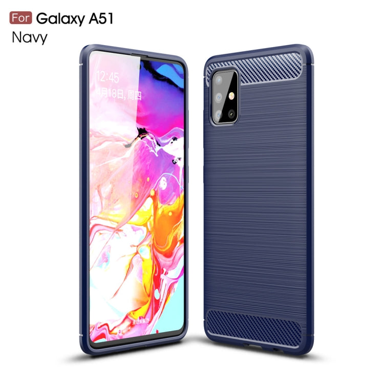 For Galaxy A51 Brushed Texture Carbon Fiber TPU Case(Navy Blue) - free shipping - PMC TechLife - Order now!