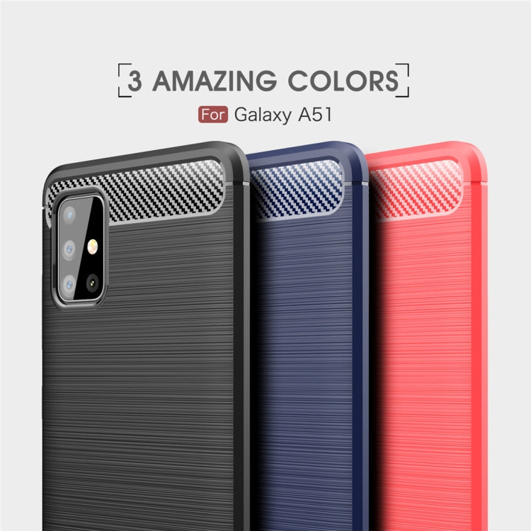 For Galaxy A51 Brushed Texture Carbon Fiber TPU Case(Red) - free shipping - PMC TechLife - Order now!