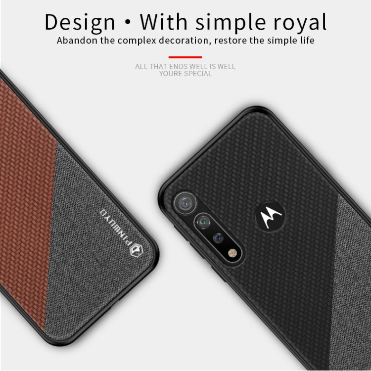For MOTO G8 Plus PINWUYO Rong Series  Shockproof PC + TPU+ Chemical Fiber Cloth Protective Cover(Black) - free shipping - PMC TechLife - Order now!