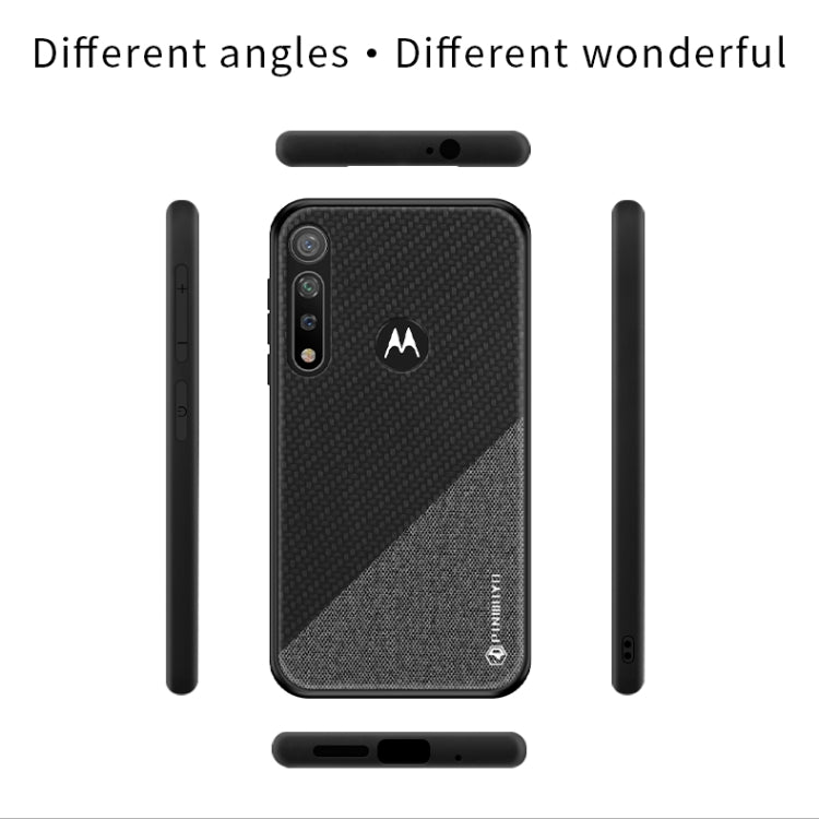 For MOTO G8 Plus PINWUYO Rong Series  Shockproof PC + TPU+ Chemical Fiber Cloth Protective Cover(Black) - free shipping - PMC TechLife - Order now!