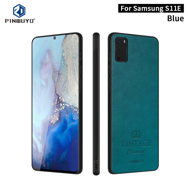 For Galaxy S20 PINWUYO Pin Rui Series Classical Leather, PC + TPU + PU Leather Waterproof And Anti-fall All-inclusive Protective Shell(Blue) - Galaxy Phone Cases by PINWUYO | Online Shopping South Africa | PMC TechLife | Buy Now Pay Later Mobicred