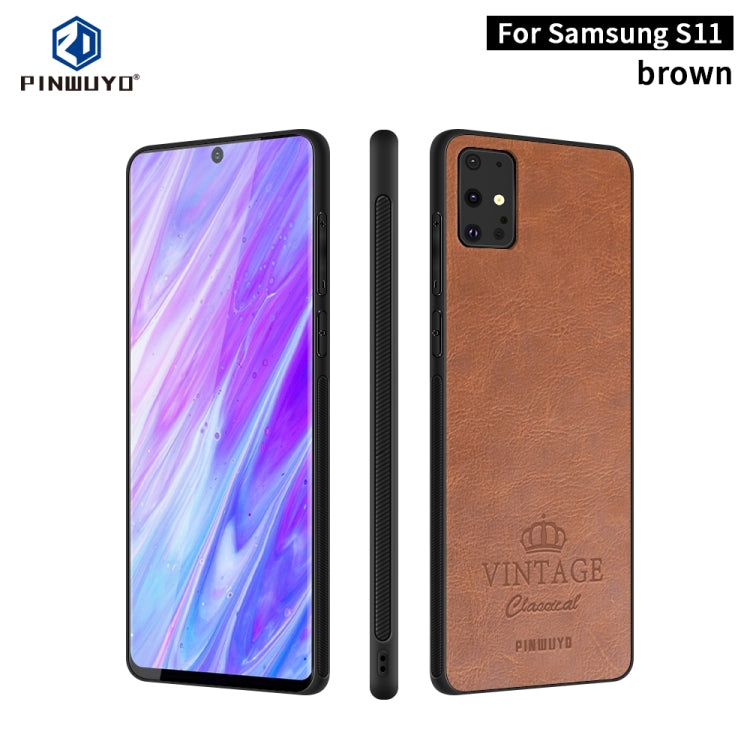 For Galaxy S20 Plus PINWUYO Pin Rui Series Classical Leather, PC + TPU + PU Leather Waterproof And Anti-fall All-inclusive Protective Shell(Brown) - Galaxy Phone Cases by PINWUYO | Online Shopping South Africa | PMC TechLife | Buy Now Pay Later Mobicred
