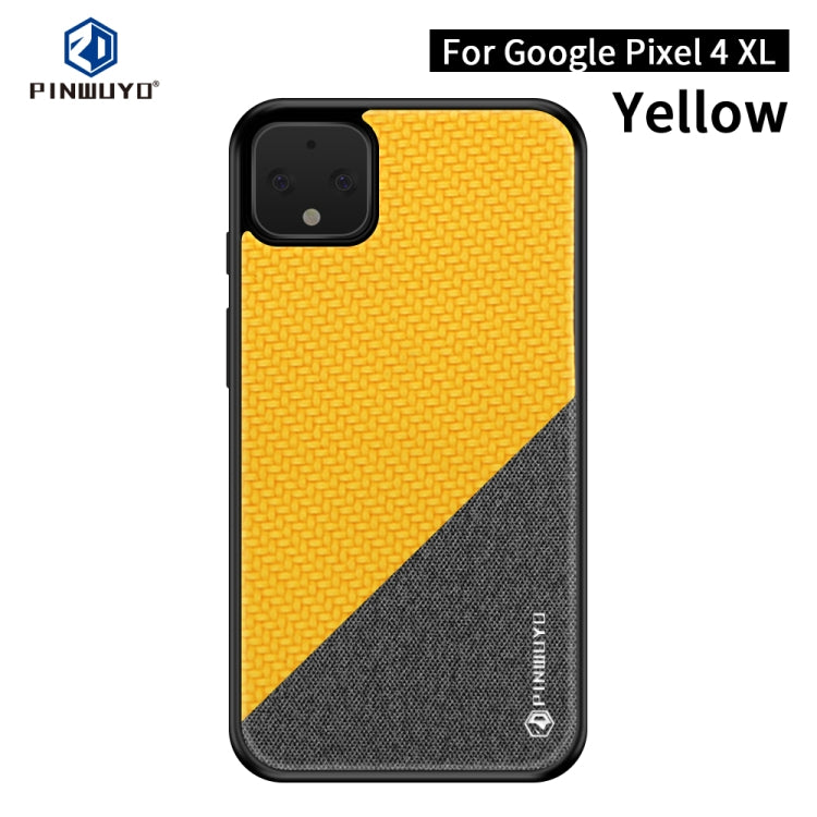 For Google Pixel4 XL PINWUYO Rong Series  Shockproof PC + TPU+ Chemical Fiber Cloth Protective Cover(Yellow) - Google Cases by PINWUYO | Online Shopping South Africa | PMC TechLife | Buy Now Pay Later Mobicred