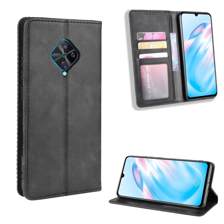 For vivo V17 / Y9s / S1 Pro Magnetic Buckle Retro Crazy Horse Texture Horizontal Flip Leather Case with Holder & Card Slots & Photo Frame(Black) - vivo Cases by PMC TechLife | Online Shopping South Africa | PMC TechLife | Buy Now Pay Later Mobicred