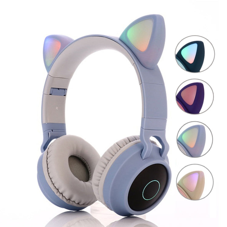 BT028C Cute Cat Ear Bluetooth 5.0 Headphones Foldable On-Ear Stereo Wireless Headset Headphone with Mic / LED Light / FM Radio / TF Card(Pink) - Headset & Headphone by PMC TechLife | Online Shopping South Africa | PMC TechLife