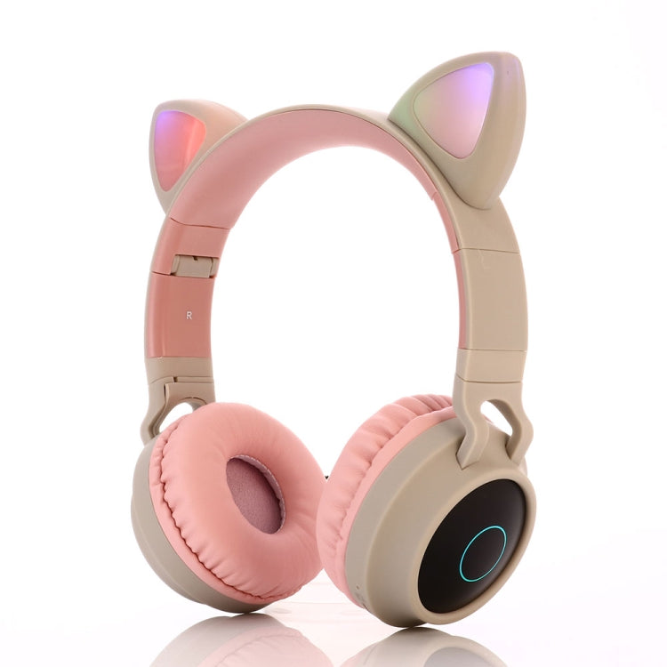 BT028C Cute Cat Ear Bluetooth 5.0 Headphones Foldable On-Ear Stereo Wireless Headset Headphone with Mic / LED Light / FM Radio / TF Card(Gray) - Headset & Headphone by PMC TechLife | Online Shopping South Africa | PMC TechLife | Buy Now Pay Later Mobicred