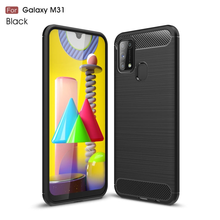 For Galaxy M31 Brushed Texture Carbon Fiber TPU Case(Black) - Galaxy Phone Cases by PMC TechLife | Online Shopping South Africa | PMC TechLife | Buy Now Pay Later Mobicred