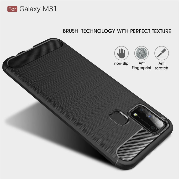 For Galaxy M31 Brushed Texture Carbon Fiber TPU Case(Black) - Galaxy Phone Cases by PMC TechLife | Online Shopping South Africa | PMC TechLife | Buy Now Pay Later Mobicred