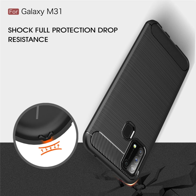 For Galaxy M31 Brushed Texture Carbon Fiber TPU Case(Black) - Galaxy Phone Cases by PMC TechLife | Online Shopping South Africa | PMC TechLife | Buy Now Pay Later Mobicred
