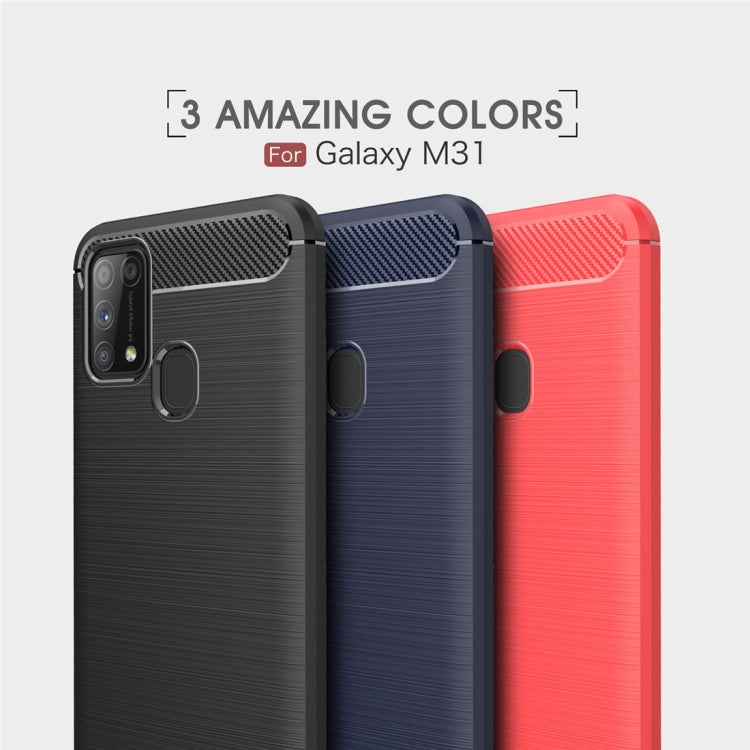 For Galaxy M31 Brushed Texture Carbon Fiber TPU Case(Black) - Galaxy Phone Cases by PMC TechLife | Online Shopping South Africa | PMC TechLife | Buy Now Pay Later Mobicred