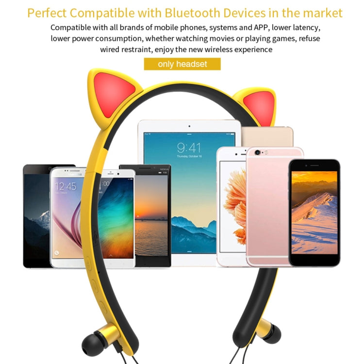 ZW29 Cat Ear Stereo Sound HIFI Fashion Outdoor Portable Sports Wireless  Bluetooth Headset with Mic & LED Light Glowing(Pink) - Neck-mounted Earphone by PMC TechLife | Online Shopping South Africa | PMC TechLife