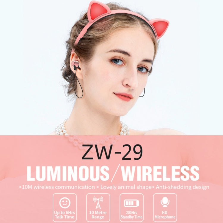 ZW29 Cat Ear Stereo Sound HIFI Fashion Outdoor Portable Sports Wireless  Bluetooth Headset with Mic & LED Light Glowing(Blue) - Neck-mounted Earphone by PMC TechLife | Online Shopping South Africa | PMC TechLife
